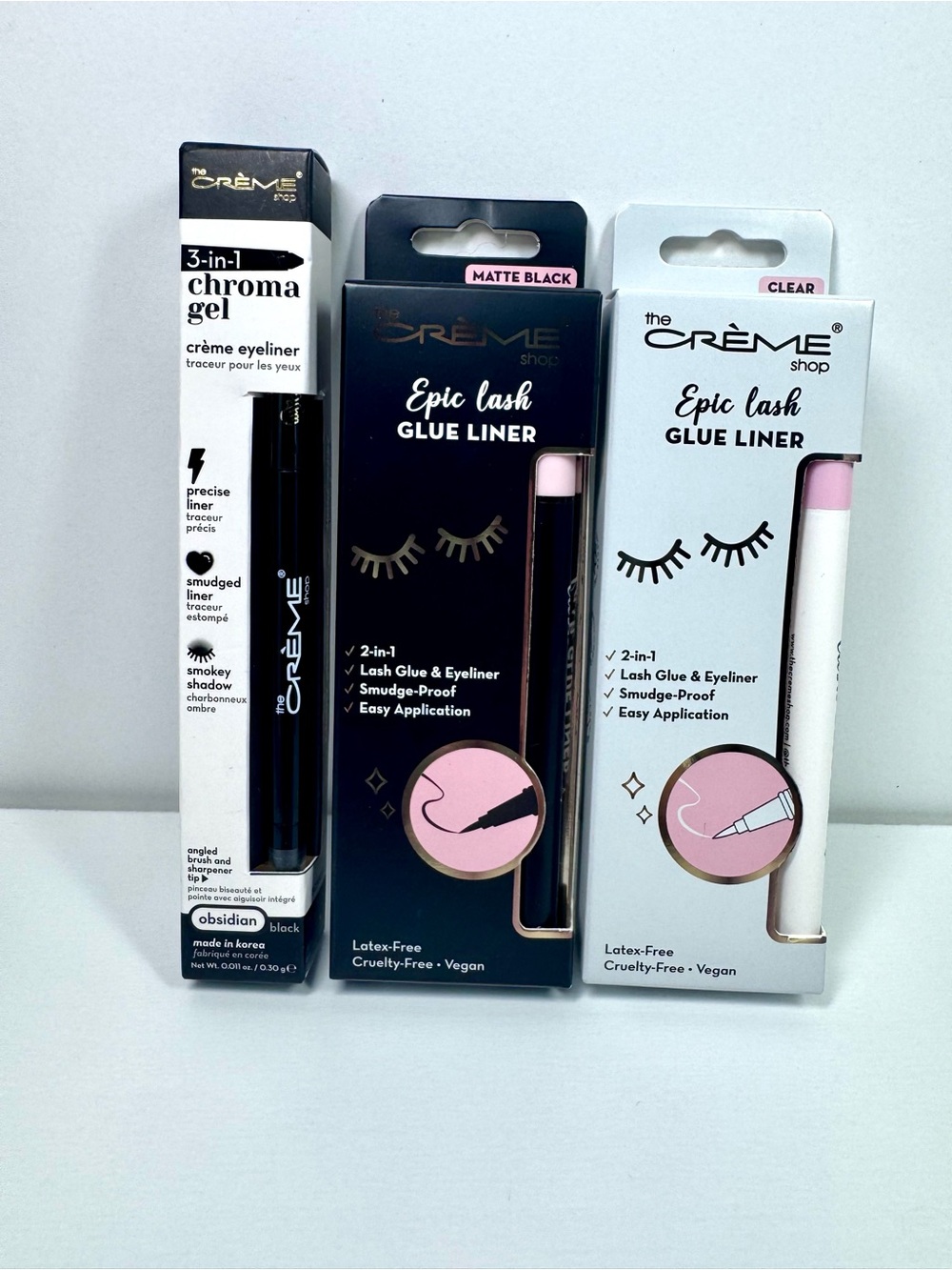 The Crème Shop Epic Lash Glue Liner - Matte Black & Clear, Chroma Gel Liner